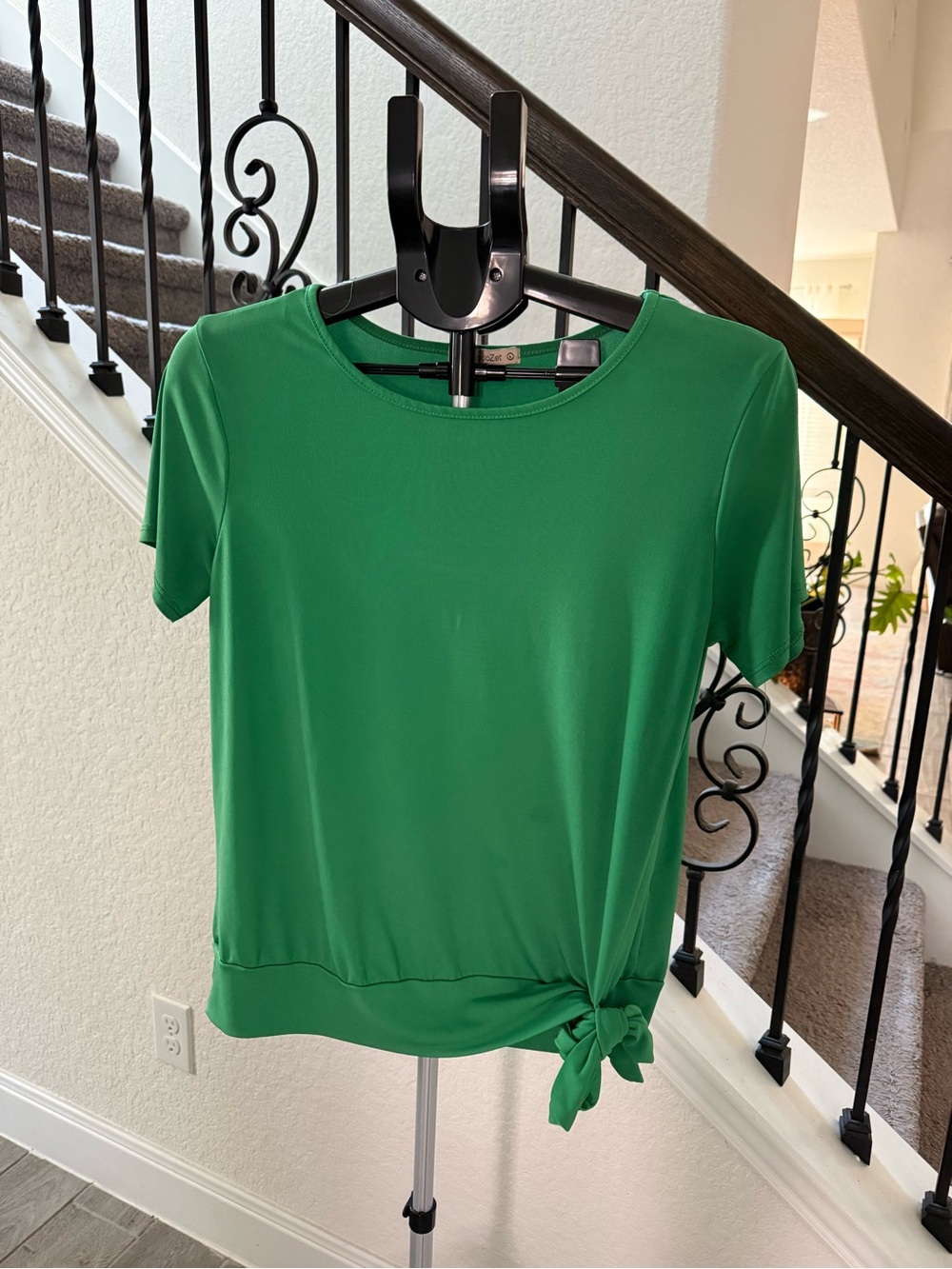 Emerald Green Short Sleeve Tie-Hem Top